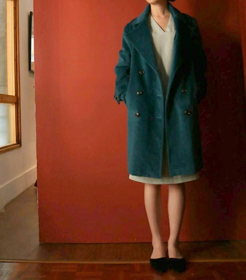 翡翠蓝绿喀什米尔羊毛大衣 - 女装休闲/机能外套 - 羊毛 