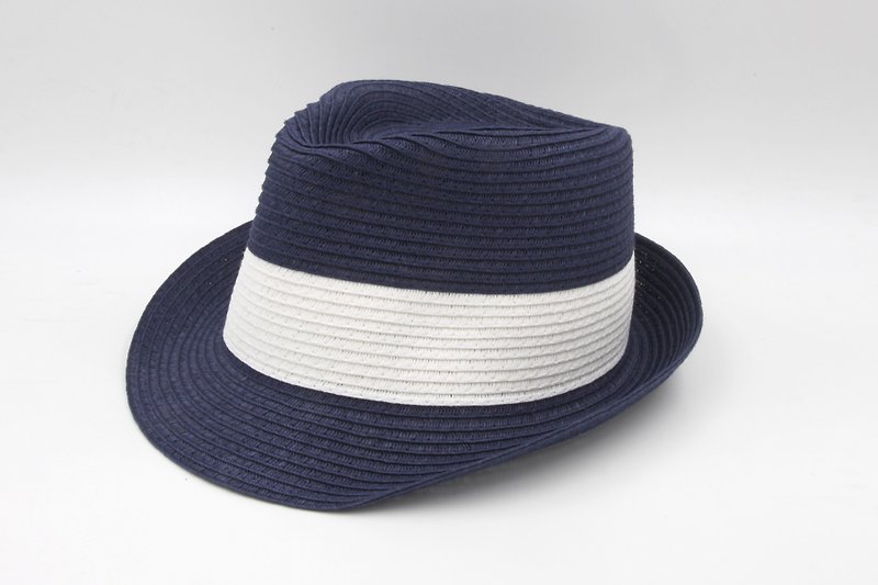 【纸布家】双色绅士帽(深蓝)纸线编织 - 帽子 - 纸 蓝色