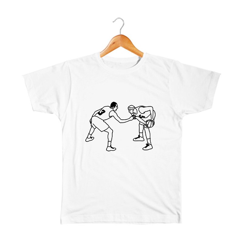 バスケ#1 キッズTシャツ - 童装上衣 - 棉．麻 白色