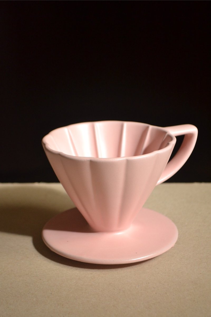 若樱粉菊型长肋滤杯01款 手冲滤杯 咖啡滤杯 毕业季 礼物 - 咖啡壶/周边 - 陶 粉红色