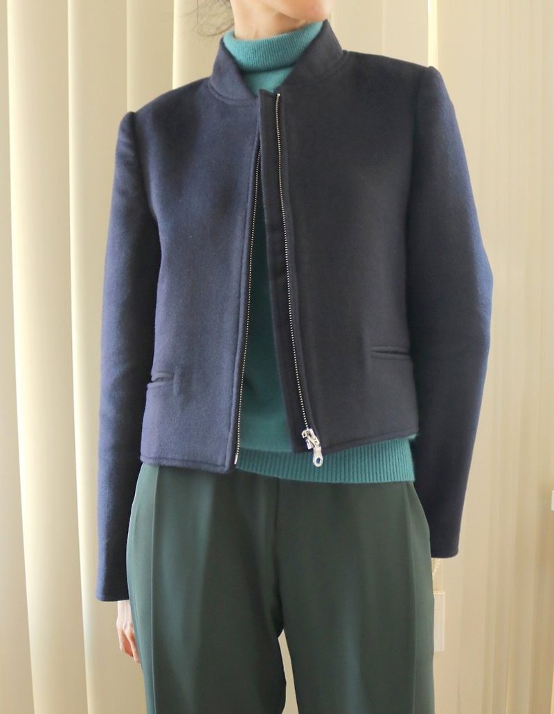 Berati Bomber Jacket 都会合身短版俐落羊毛外套 可订做颜色 - 女装休闲/机能外套 - 羊毛 蓝色