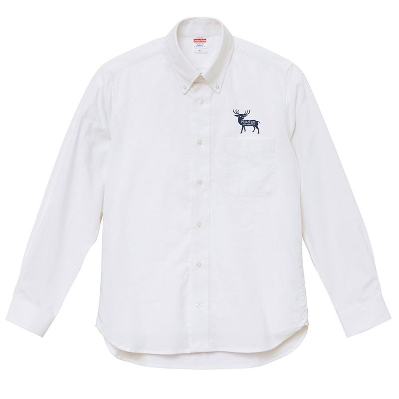 moose 長袖　オックスフォードシャツ 　S〜XL【受注生産品】 - 中性连帽卫衣/T 恤 - 棉．麻 白色