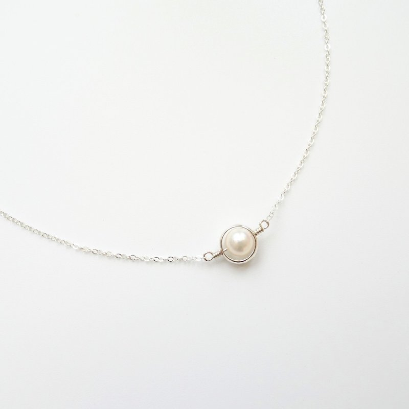 天然海水珍珠同心圆 纯银 项链 - 项链 - 珍珠 白色