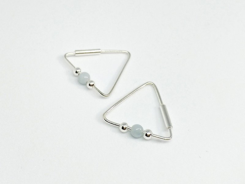 S Lee 小日子系列-三角线天然海水蓝宝耳针\耳环(925银 ) - 耳环/耳夹 - 其他金属 