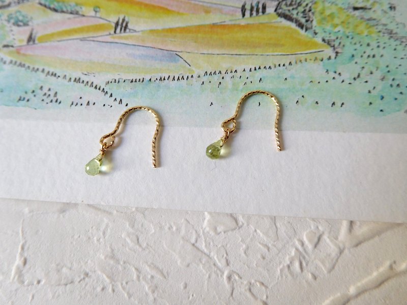 包14K金mini葡萄石纯粹耳环 - 耳环/耳夹 - 其他材质 绿色