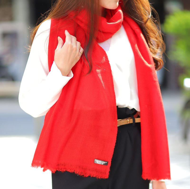 Cashmere羊绒围巾/披肩 红色系 厚款 手工编织 - 围巾/披肩 - 羊毛 红色
