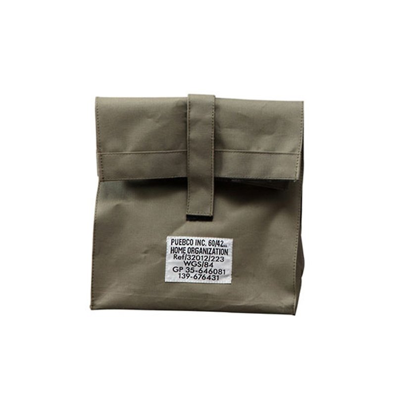 LAMINATED FABRIC LUNCH BOX BAG 双层压棉收纳反折袋-军绿色 - 收纳用品 - 棉．麻 卡其色