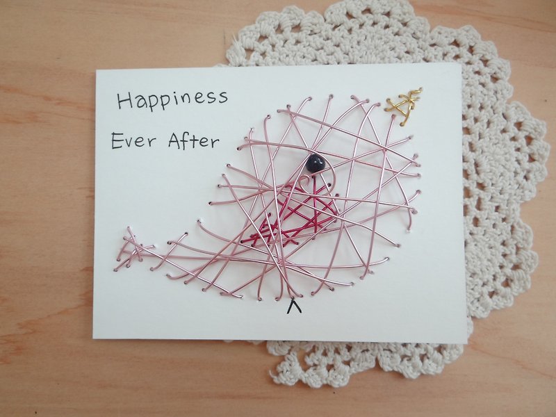 超触感铝线立体卡片~幸福到永远情人节快乐 - 卡片/明信片 - 纸 粉红色