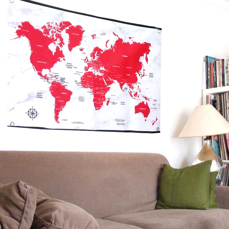 世界地图挂布 定制化 红色 壁贴 - 海报/装饰画/版画 - 其他材质 红色