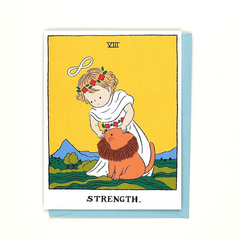 Tarot Greeting Card - STRENGTH - 卡片/明信片 - 纸 黄色