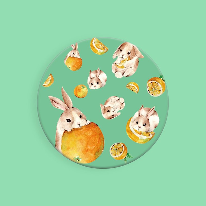 兔兔与柳橙 / 插画圆形吸水杯垫 / 交换礼物 - 杯垫 - 其他材质 绿色