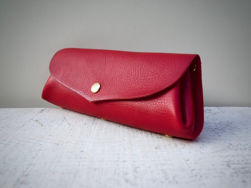 イタリアンレザー＊コロコロ長財布 「fave」L スカーレット - 化妆包/杂物包 - 真皮 红色