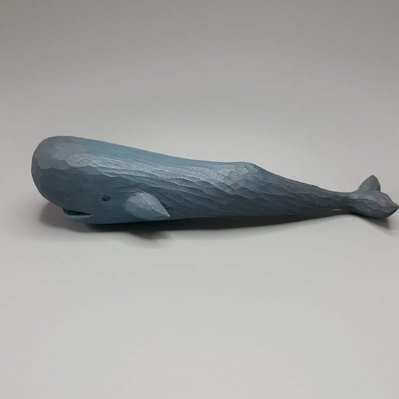 抹香鲸 木雕艺术品 - 玩偶/公仔 - 木头 蓝色