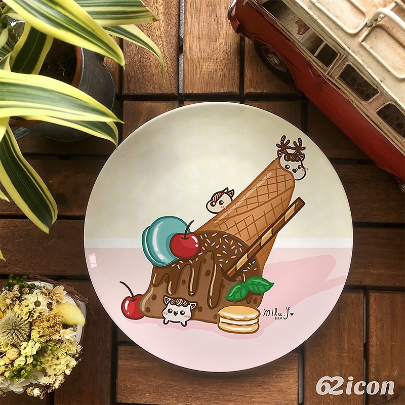 麋鹿角-马卡龙冰淇淋-8寸骨瓷盘 - 浅碟/小碟子 - 瓷 多色