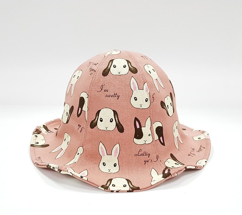 小花朵帽-可爱兔兔#小头围/小朋友可戴 #防晒 #遮阳 - 帽子 - 棉．麻 粉红色