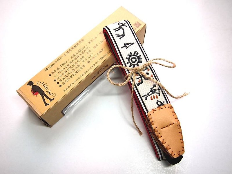 【Missbao手创坊】台湾原住民手缝减压相机背带 - 相机 - 棉．麻 白色