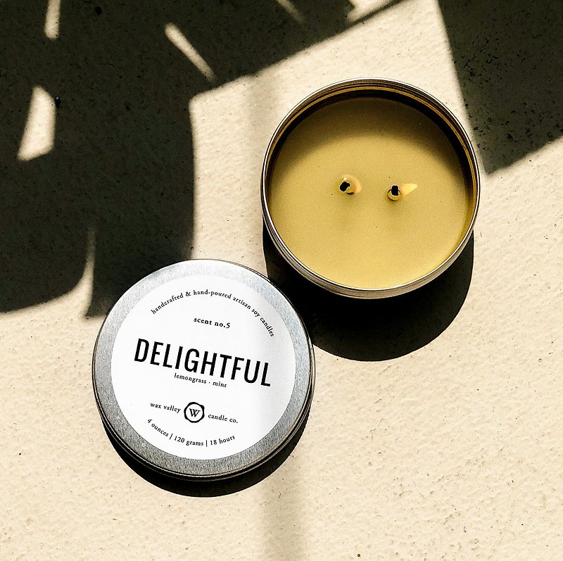 Soy Candle Delightful Blend Travel Tin - Lemongrass & mint - 蜡烛/烛台 - 其他材质 银色