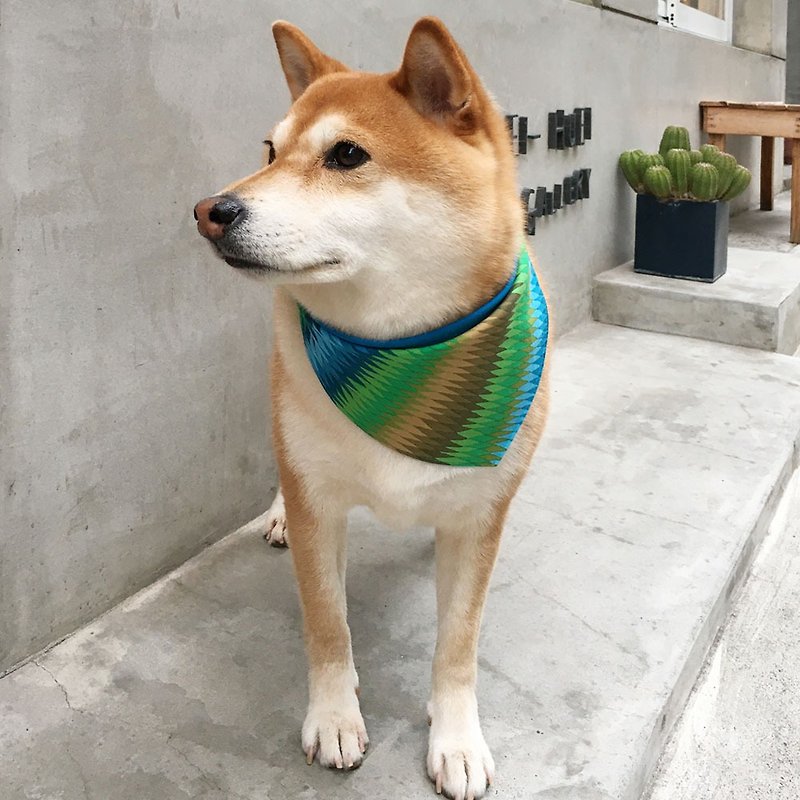 狗狗专属名领巾-定制化(中型犬)- 绿草 - 项圈/牵绳 - 棉．麻 绿色