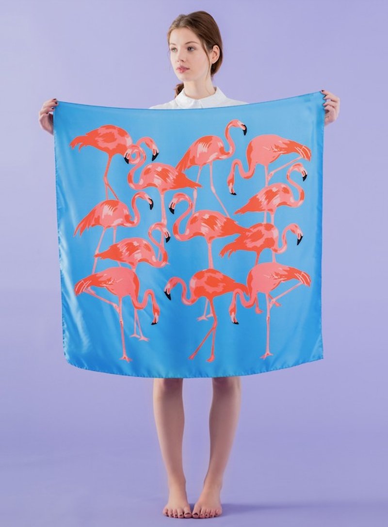 蓝天火鹤丝巾/ 方巾 | Karen Mabon - 丝巾 - 丝．绢 蓝色