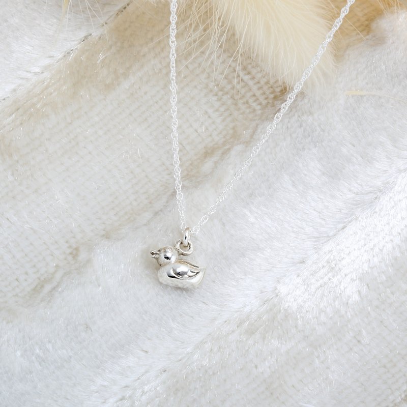 可爱 小鸭 鸭子 Duck s925 纯银 项链 生日 周年 情人节 礼物 - 项链 - 纯银 银色