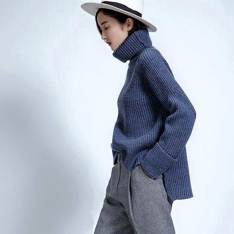 【现货】蓝色结构毛衣 - 女装针织衫/毛衣 - 聚酯纤维 蓝色