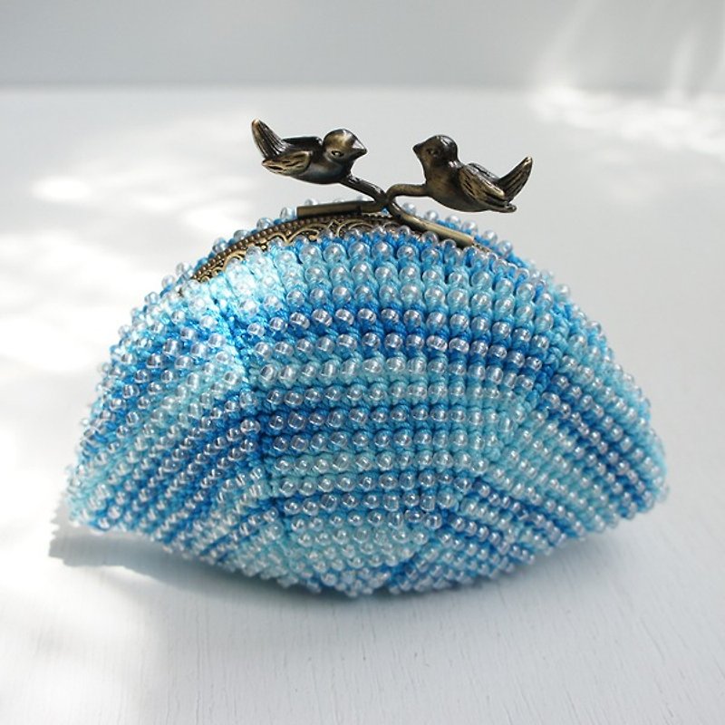 Ba-ba handmade Beads crochet coinpurse  No.705 - 零钱包 - 其他材质 蓝色