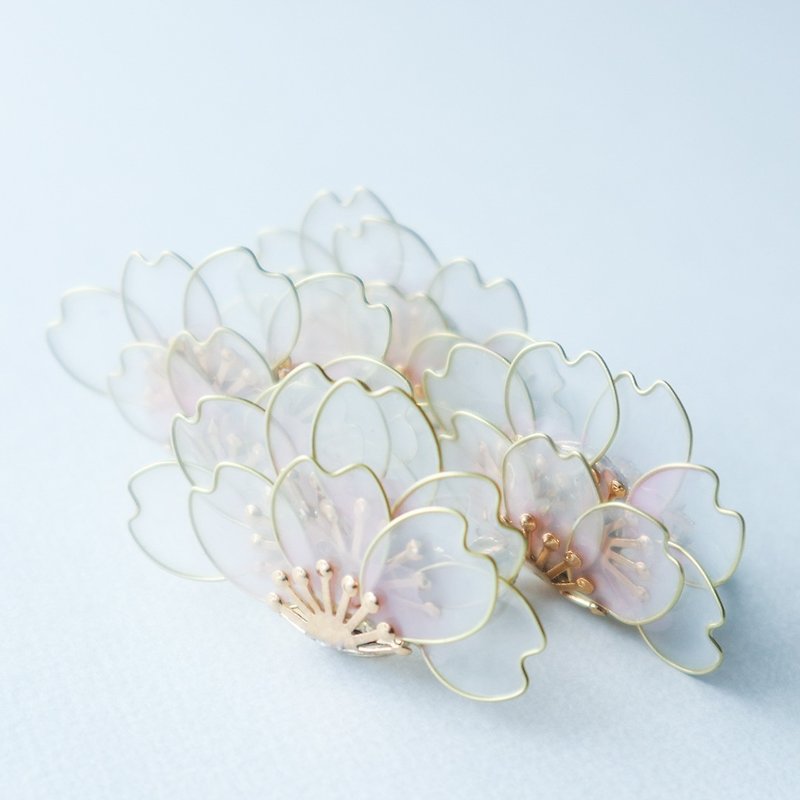 桜の花弁耳飾り - 耳环/耳夹 - 其他材质 粉红色