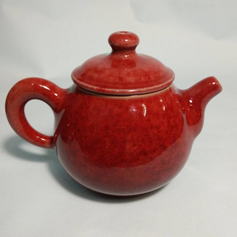 手拉铜红壶 - 茶具/茶杯 - 陶 红色