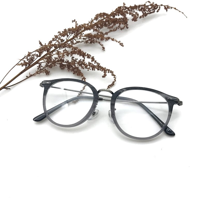 渐层灰色拼金属手工切削特色眼镜框 - 眼镜/眼镜框 - 其他材质 灰色