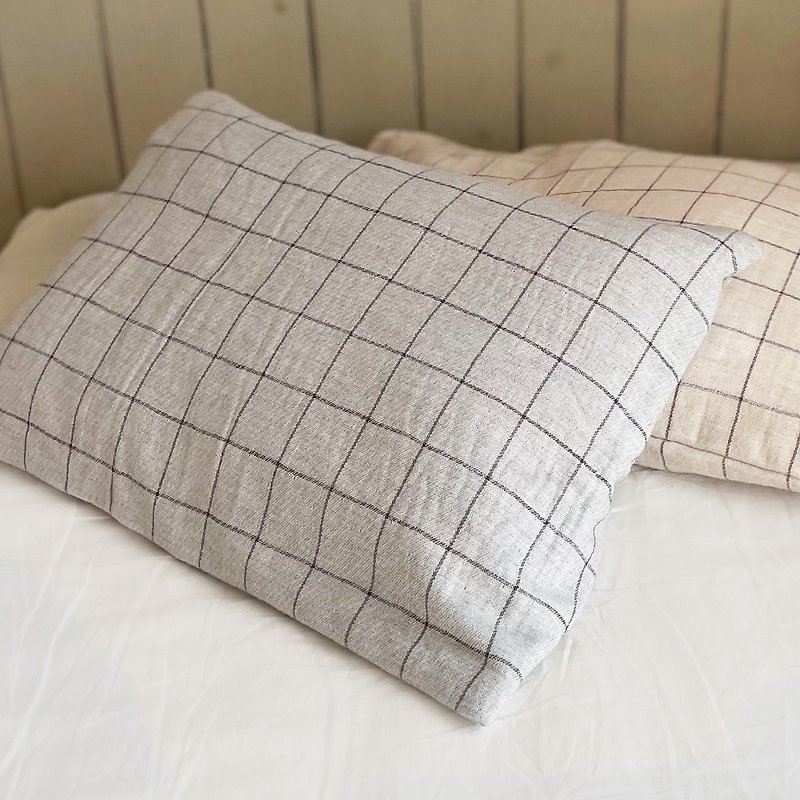 【kontex】日本草木染格纹有机棉枕套 -共2色 - 其他 - 棉．麻 