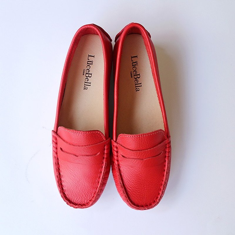 零码特惠【漂浮漫步】超弹力豆豆鞋-红色 - 女款休闲鞋 - 真皮 红色