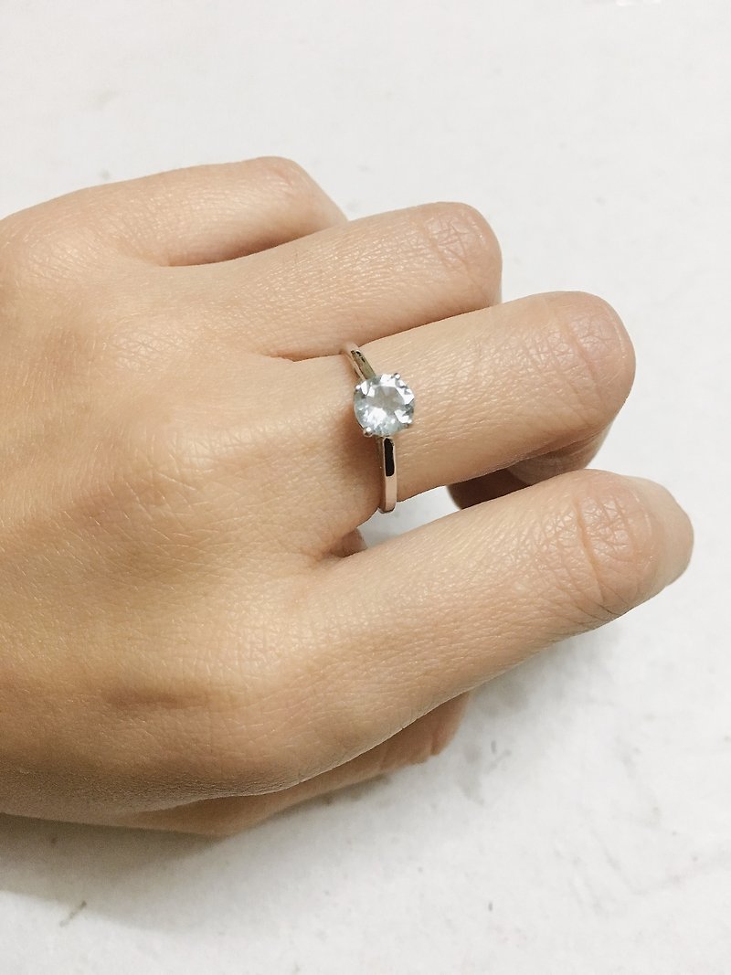 切面 海蓝宝 戒指 印度制 手工制 925纯银 - 戒指 - 半宝石 