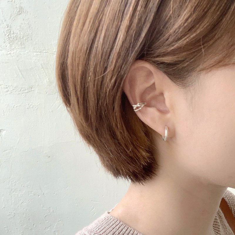 Simple Cuff/ 简约点缀耳骨夹 棱角款 - 耳环/耳夹 - 铜/黄铜 银色
