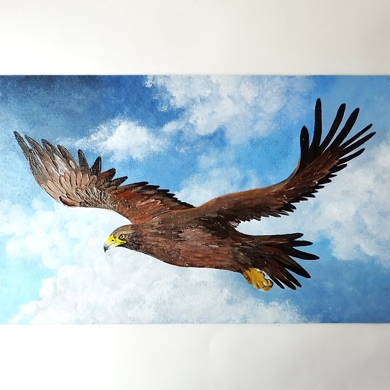 独特的飞鹰压克力画：带有厚涂墙壁装饰的雀艺术 - 墙贴/壁贴 - 压克力 多色