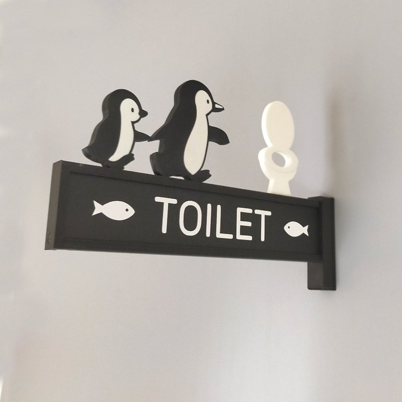 親子ペンギンのトイレサイン - 墙贴/壁贴 - 塑料 黑色