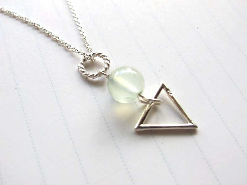 【三角圈】葡萄石 x 925银链 - 手创天然石系列 - 项链 - 水晶 绿色