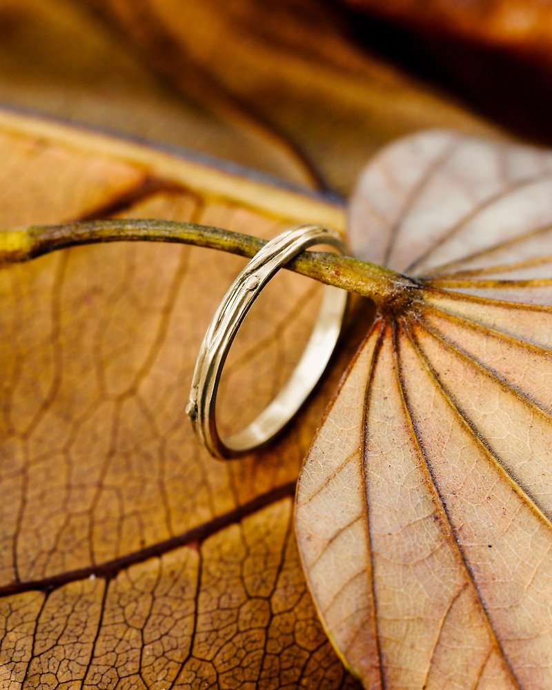 Twig wedding band Koya | 14k gold ring | unique nature jewelry | gift for her - 戒指 - 玫瑰金 金色