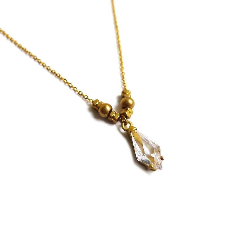 Ficelle |手工制作黄铜天然石项链 |【锆石】优雅菱形钻锁骨链 - 锁骨链 - 宝石 