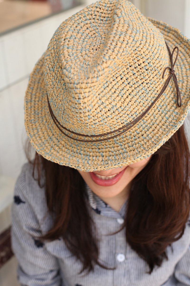 【好日手作】编织绅士帽 / 遮阳帽 / 夏天必备 / 礼物 - 帽子 - 防水材质 咖啡色