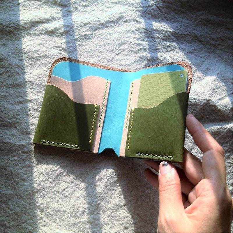山海短夹_手工缝制 - 皮夹/钱包 - 真皮 绿色