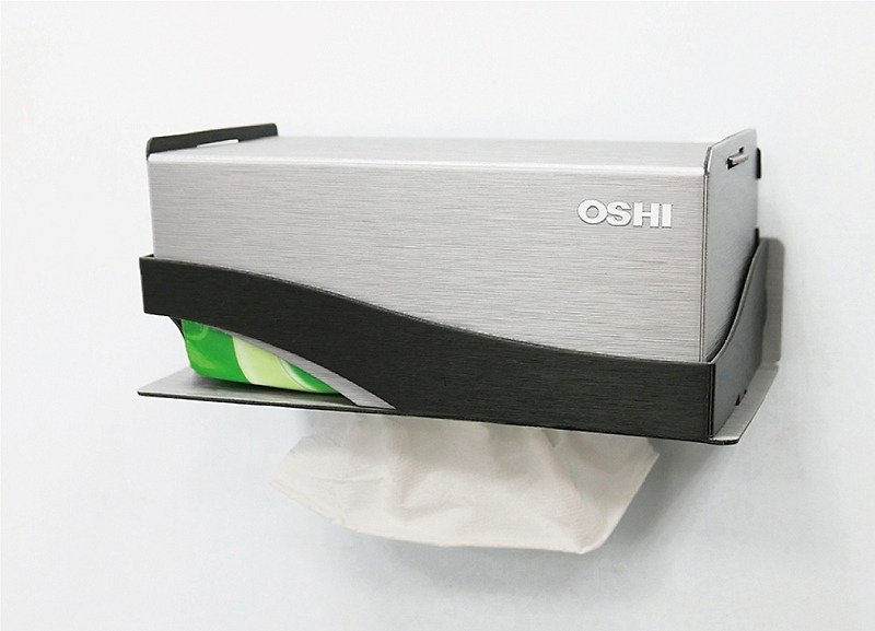 【OSHI】下抽式面纸盒(架) 无痕黏挂 简约时尚风格   外宿族收纳 - 其他 - 塑料 黑色