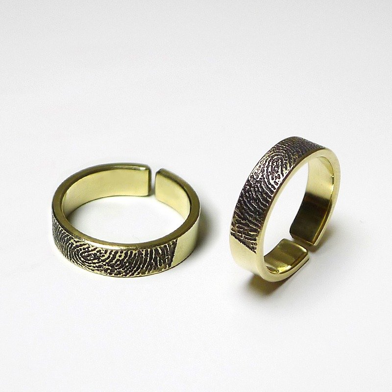 极简幸福指纹铜戒指 - 对戒 - 其他金属 金色
