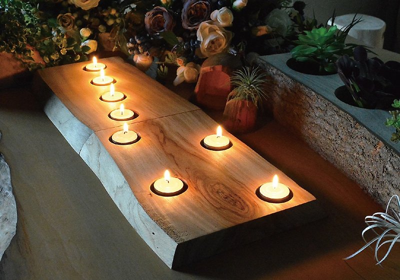 樟木 • 烛台 (四孔)--(不包含蜡烛) - 蜡烛/烛台 - 木头 咖啡色