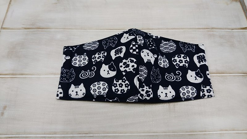 日式猫咪棉质口罩 - 口罩 - 棉．麻 蓝色