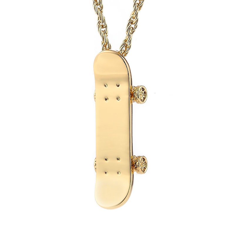 指尖滑板项链 SKATEBOARD NECKLACE - 项链 - 其他金属 金色