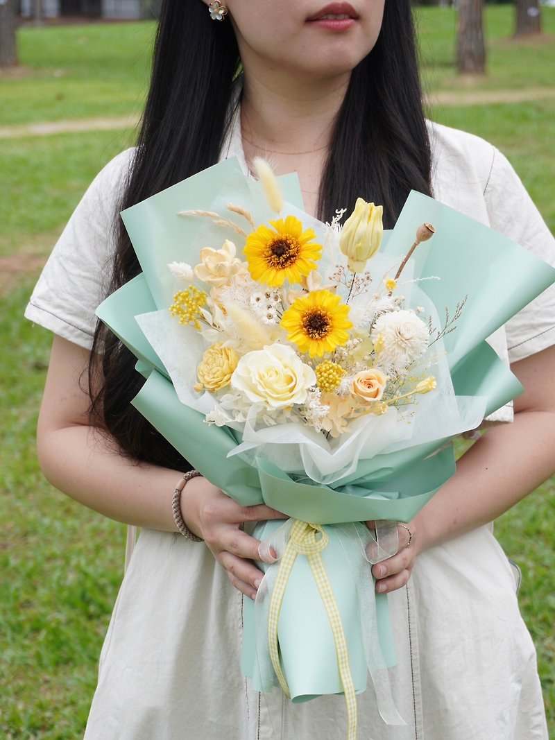 - 奶霜柠檬派 - 太阳花 向日葵花束 干燥花束 毕业礼物 毕业花束 - 干燥花/捧花 - 植物．花 