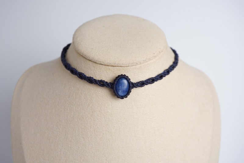 蓝晶石 蜡线编织颈绳 颈圈 - 颈链 - 宝石 蓝色