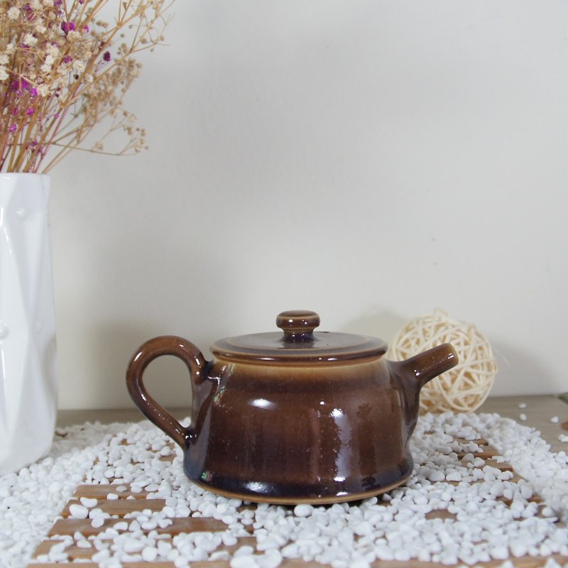 紫饴茶壶-容量约140ml - 茶具/茶杯 - 陶 咖啡色