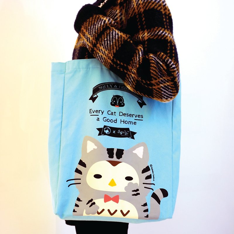 Owlly 帆布手提袋（爱护动物协会特别版 - 猫仔）- E022SQB - 手提包/手提袋 - 纸 蓝色