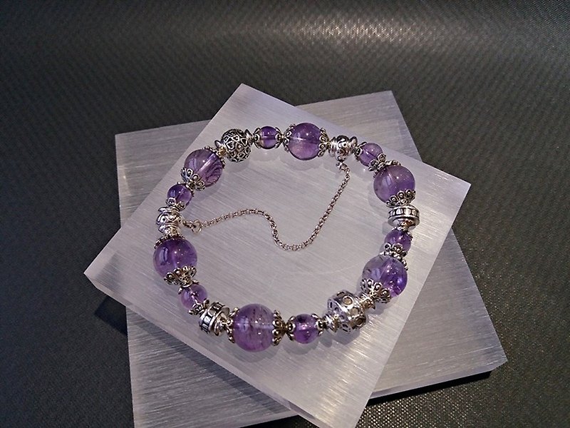 永远着迷 - 特级天然紫发晶纯银手链 - 手链/手环 - 宝石 紫色